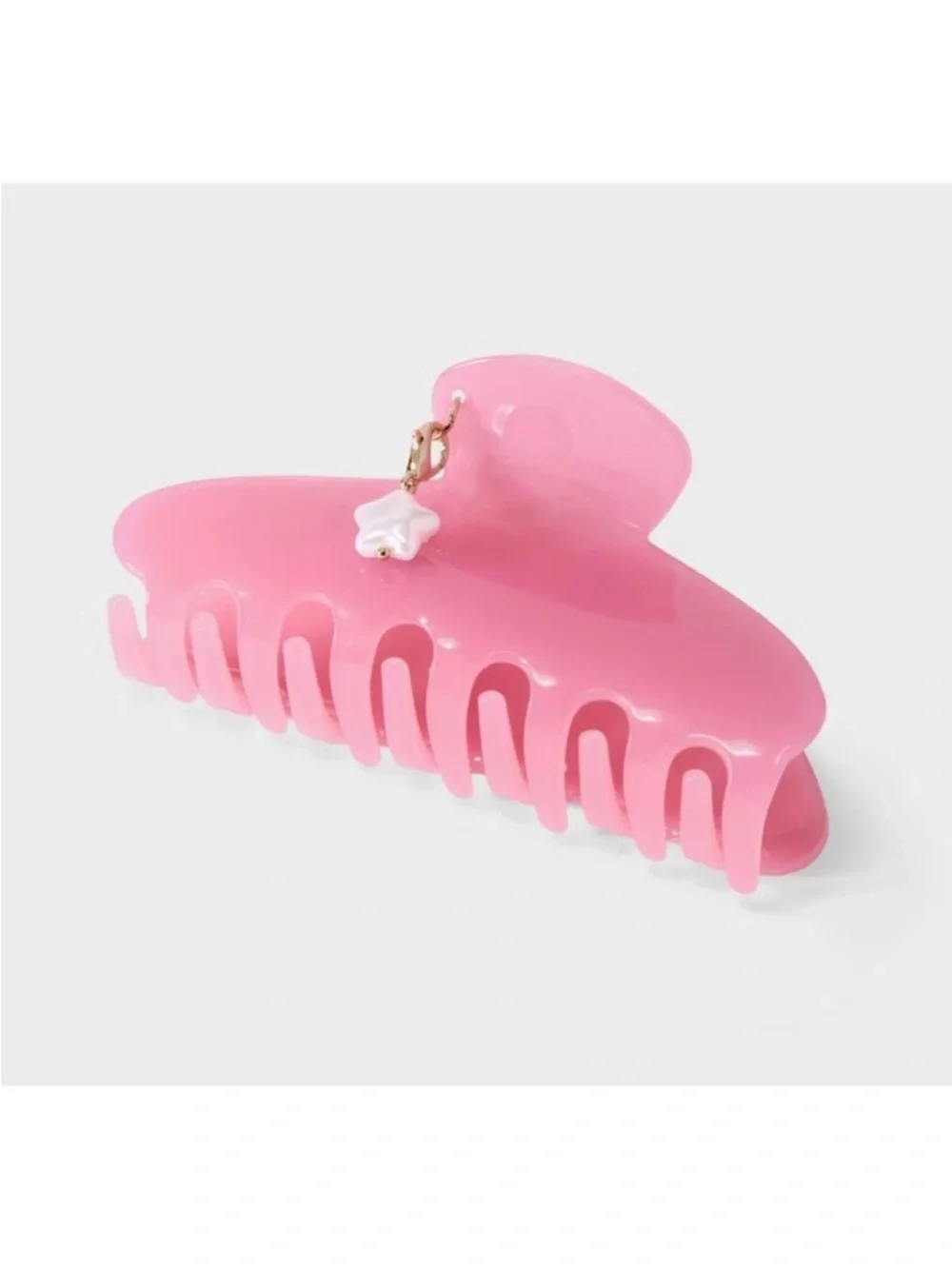 Roller Rabbit Pink Matte Claw Hair Clip with Gold Charms - Picture 2 of 3